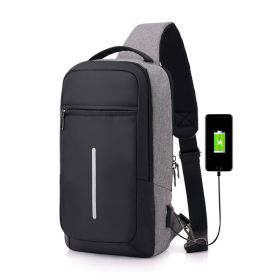 Anti-theft USB charging chest bag (Color: Dark Grey)