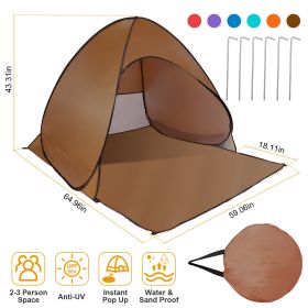 Pop Up Beach Tent Sun Shade Shelter Anti-UV Automatic Waterproof Tent Canopy for 2/3 Man w/ Net Window Storage Bag for Outdoor Beach Camping Fishing P (Option: Coffee)
