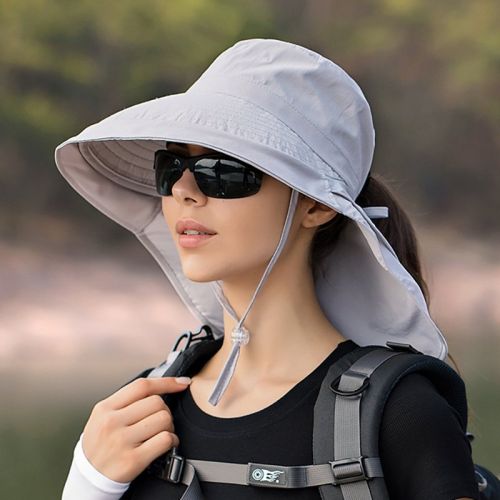 Wide Brim Shawl Ponytail Bucket Hat For Women