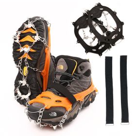 Snow climbing 19 tooth stainless steel anti-skid shoe cover (Number of teeth: 19 teeth L, colour: black)