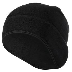 Polar Fleece Ear Cover Cap for Winter Sports (Color: Black)