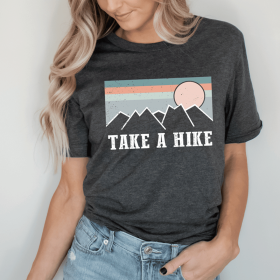Take A Hike T-Shirt (Color: Dark Grey Heather, size: 3XL)