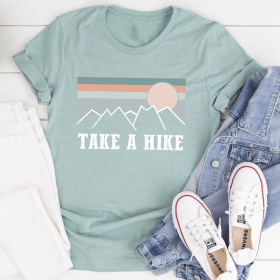 Take A Hike T-Shirt (Color: Heather Prism Dusty Blue, size: XL)