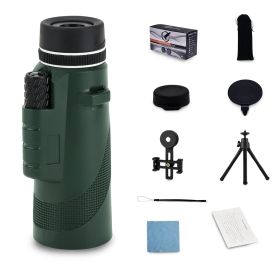 Monocular 40x60Hd Shimmering Multifunction Monocular with Phone Tripod & Night Vision Telescope (Color: Green)