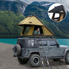 Adventurer Rooftop Tent Hardshell with Luggage Racks & Replaceable Rain Flies, Truck Bed Tent for Camping (Color: Desert Khaki)